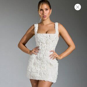 Oh Polly Posy Floral-Appliqué Corset Mini Dress In White